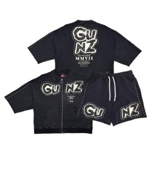 GUNZINII FULL ZIP TSHIRT SHORT SET (BLACK)