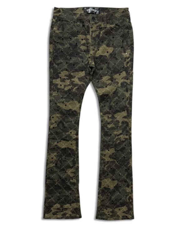 VICIOUS DENIM EMBELLISHED STACK JEANS – PREMIUM CAMO