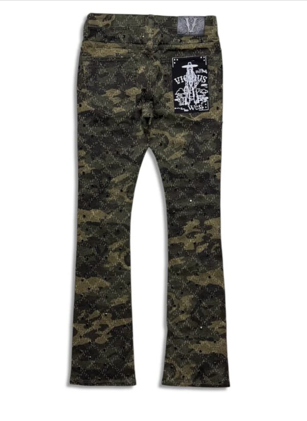 VICIOUS DENIM EMBELLISHED STACK JEANS – PREMIUM CAMO