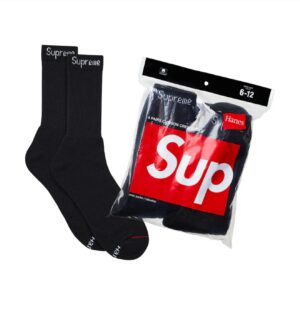 Supreme Black / Hanes Crew Soch (4 Pack )
