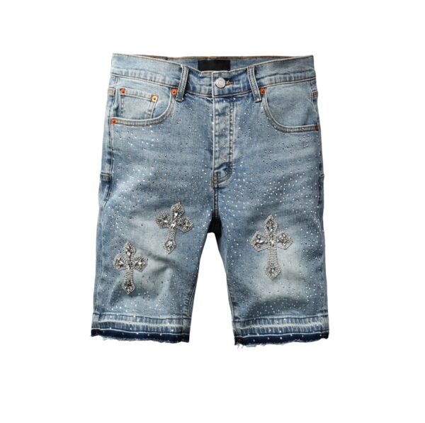 Purple shorts, with diamond and cross, Full Diamond