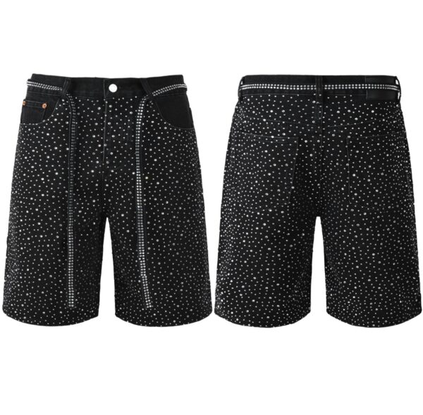 Purple shorts, with encrusted diamonds