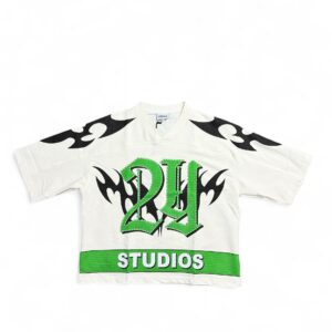 Cream and green sports jersey
