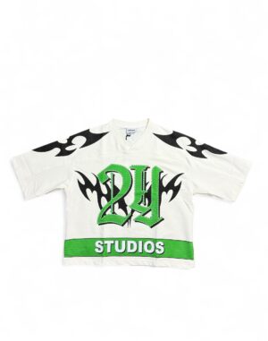 Cream and green sports jersey