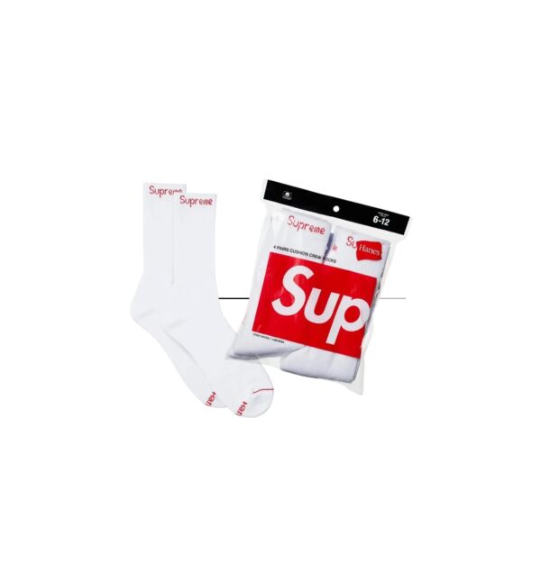 Supreme x Hanes Crew Socks (4 Pack) 'White'