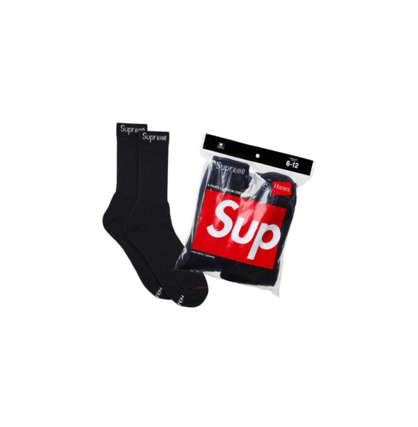 Supreme x Hanes Crew Socks (4 Pack) 'Black'